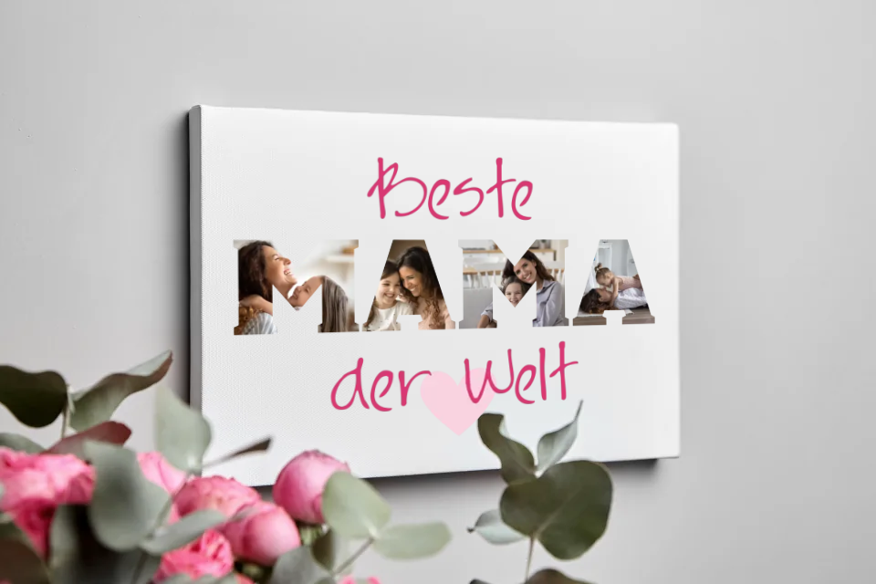 Die beste Mama der Welt - Leinwand 30x20cm personalisierbar mit euren Fotos